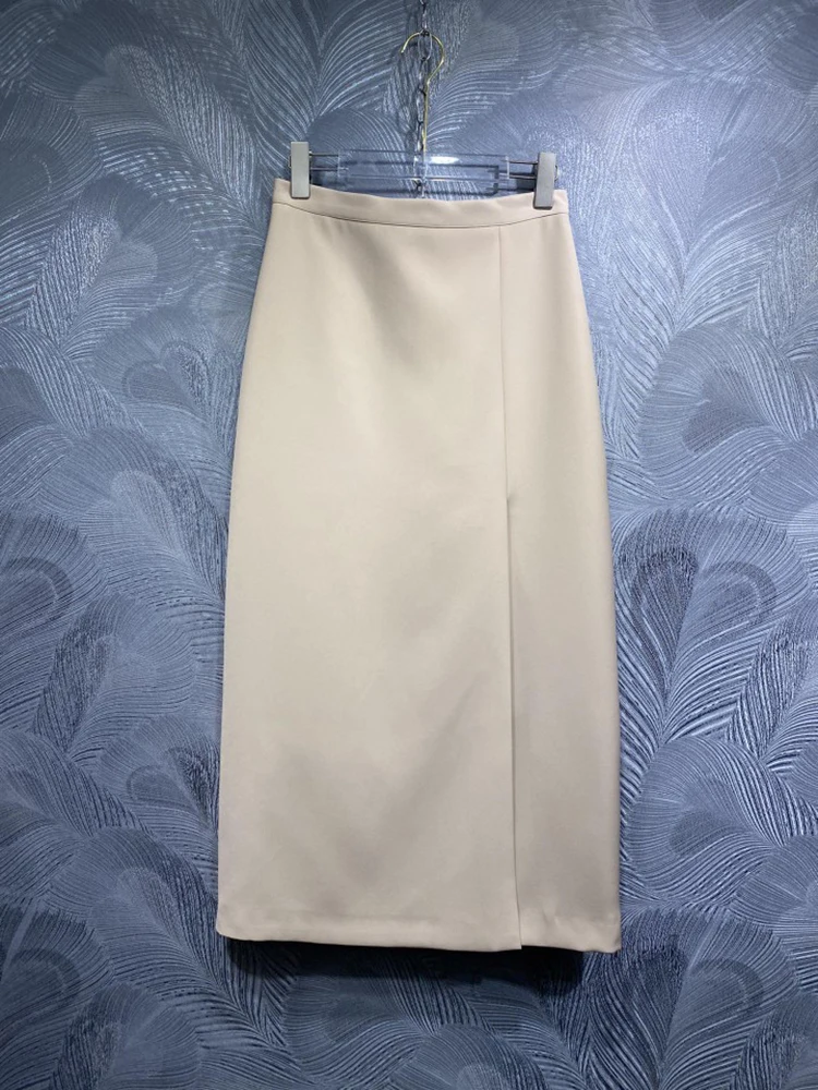 DLDENGHAN Women O-Neck Long Sleeves Diamonds Jacket+Split Long Pencil Skirt Office Lady Two Piece Set Fashion Autumn New