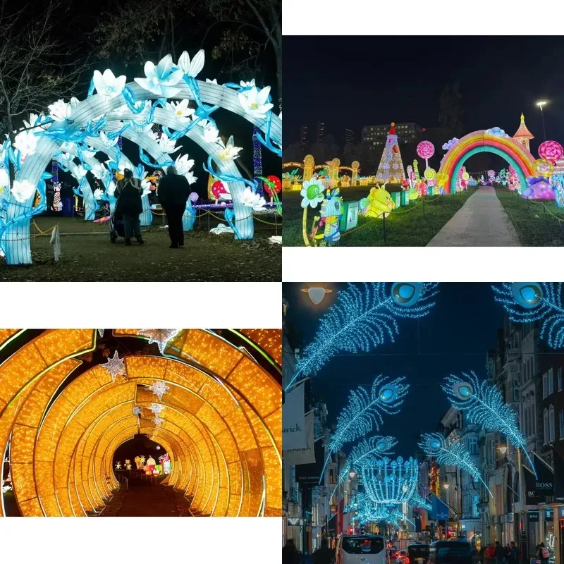 Beautiful creative Christmas tree wrought iron lanterns large custom LED lights graduation season Ramadan hot-selling