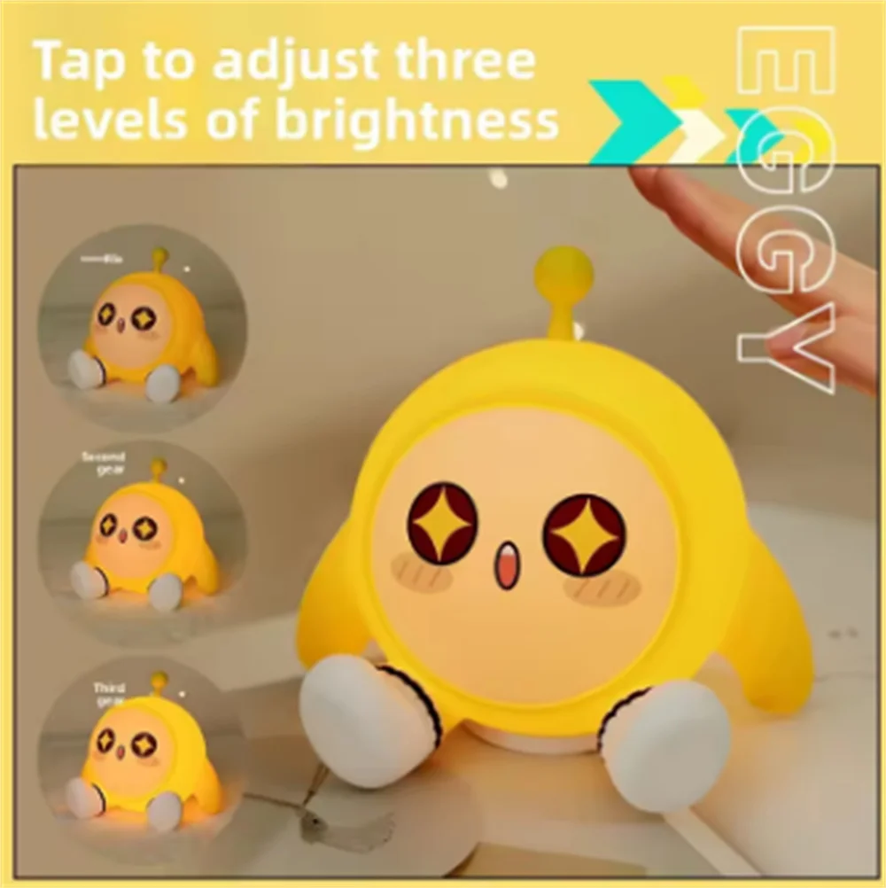Rechargeable Night Light Tap Control Three Dimmable Silicone Bed Lamp Creative Birthday Gift For Women