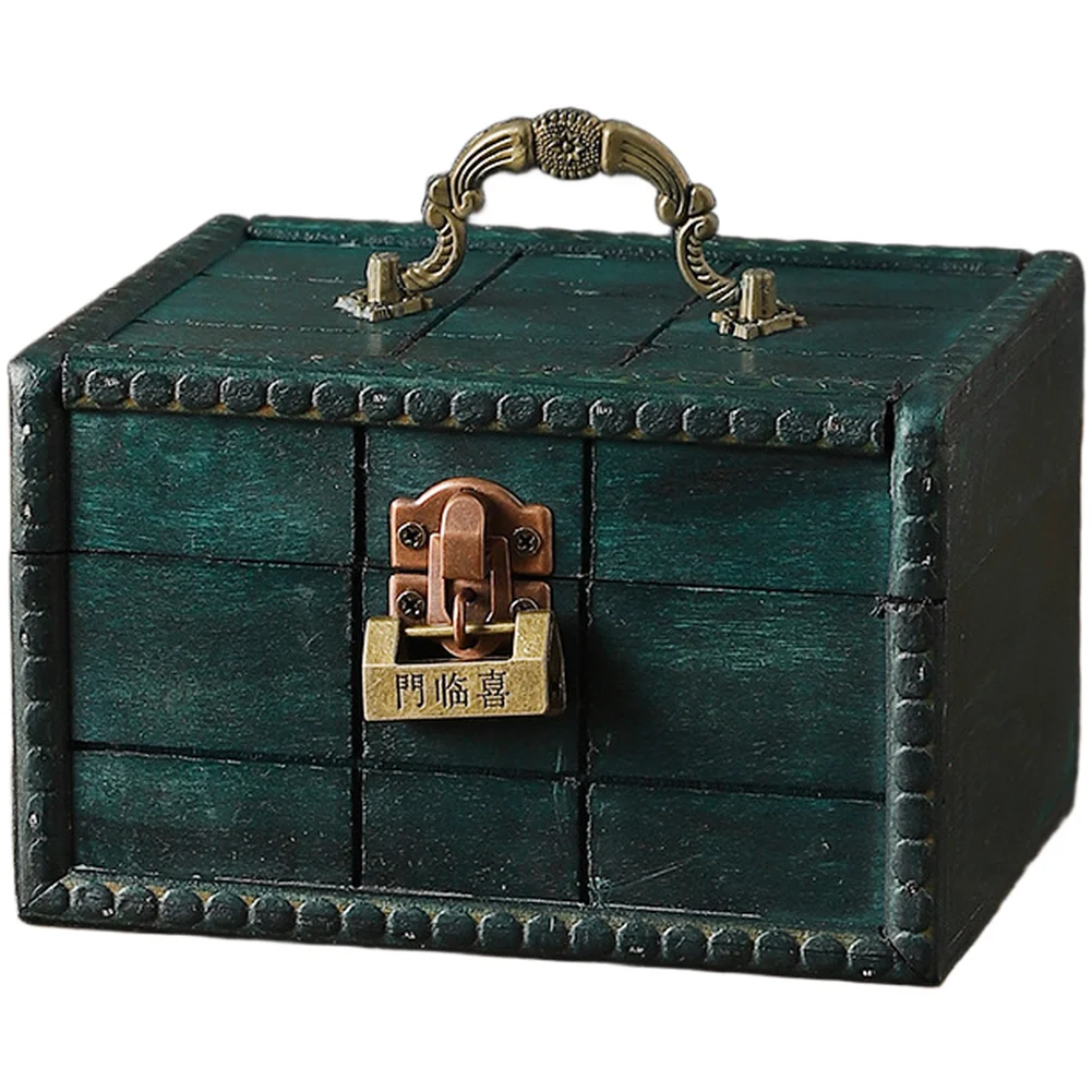 

Handmade Wooden Jewelry Storage Box with Lock Vintage Decorative Case for Home Use Secure Closure and Reinforced Wood Frame