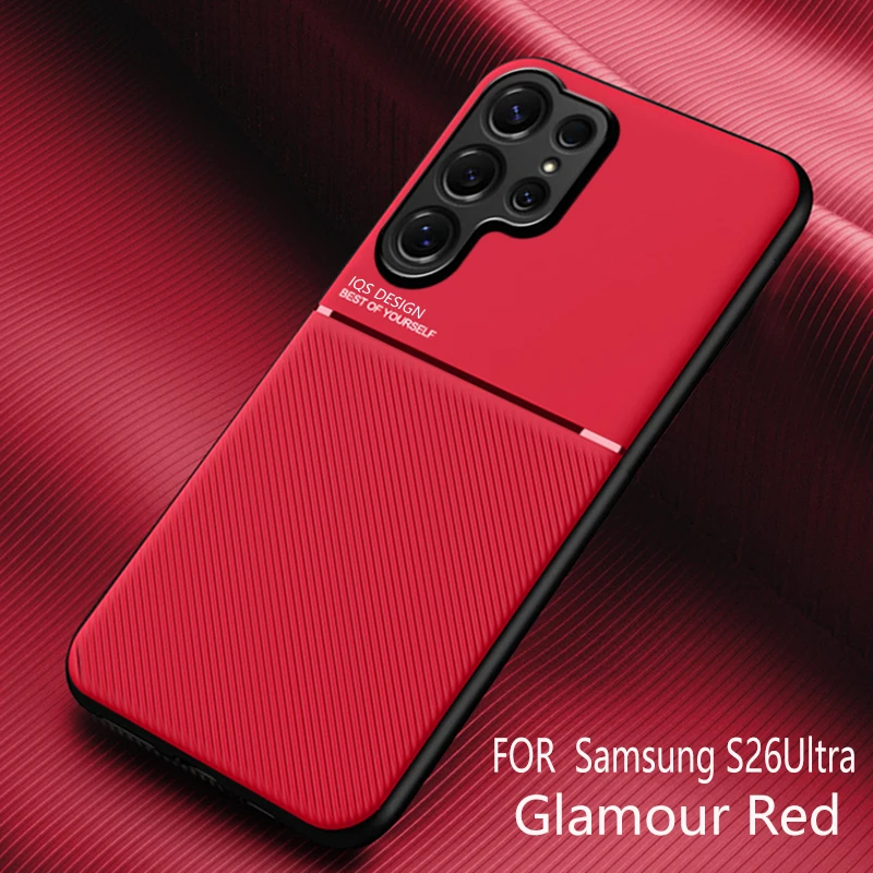 Leather Texture Magnet Case For Samsung Galaxy S26 Ultra S26 Plus S25 Ultra S26Ultra S26+ S 26 Ultra 5G Cover Car Magnetic Cases