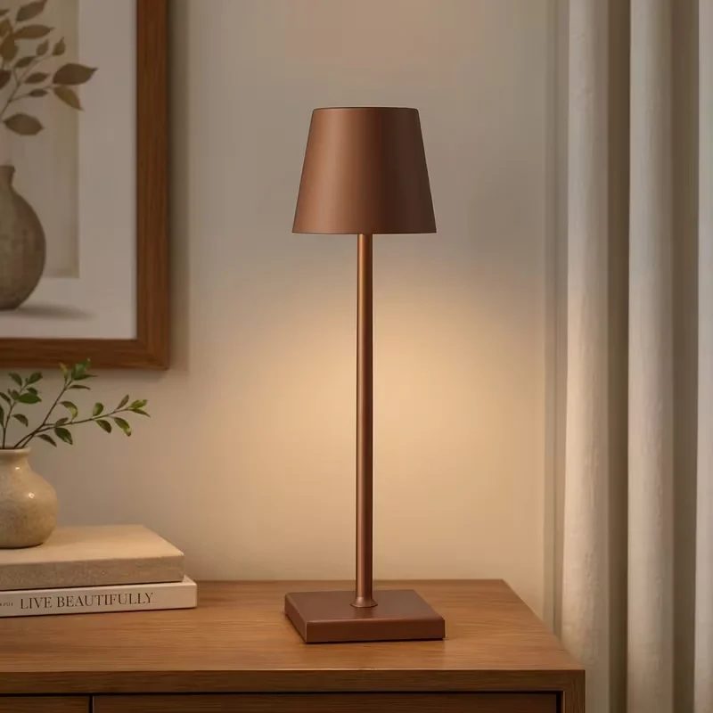 Rechargeable LED Table Lamp Cordless Design Stepless Dimming Extended Battery Life Touch Switch 3 Levels Dimmable Eye-Caring LED Type-C Port 3 Color Desk Lights Bar Club Dinner Creative Decorative Ambient Lighting, image 10