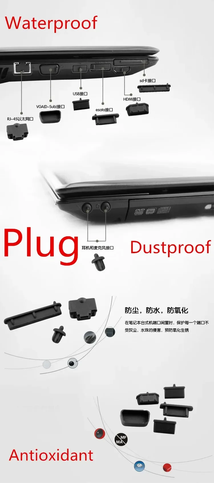 Dustproof Black Silicone Plug Port Cover For Alienware M17 R5 2022 M16 R2 2024 2023 M18 X16 R1 X17 16X Aurora