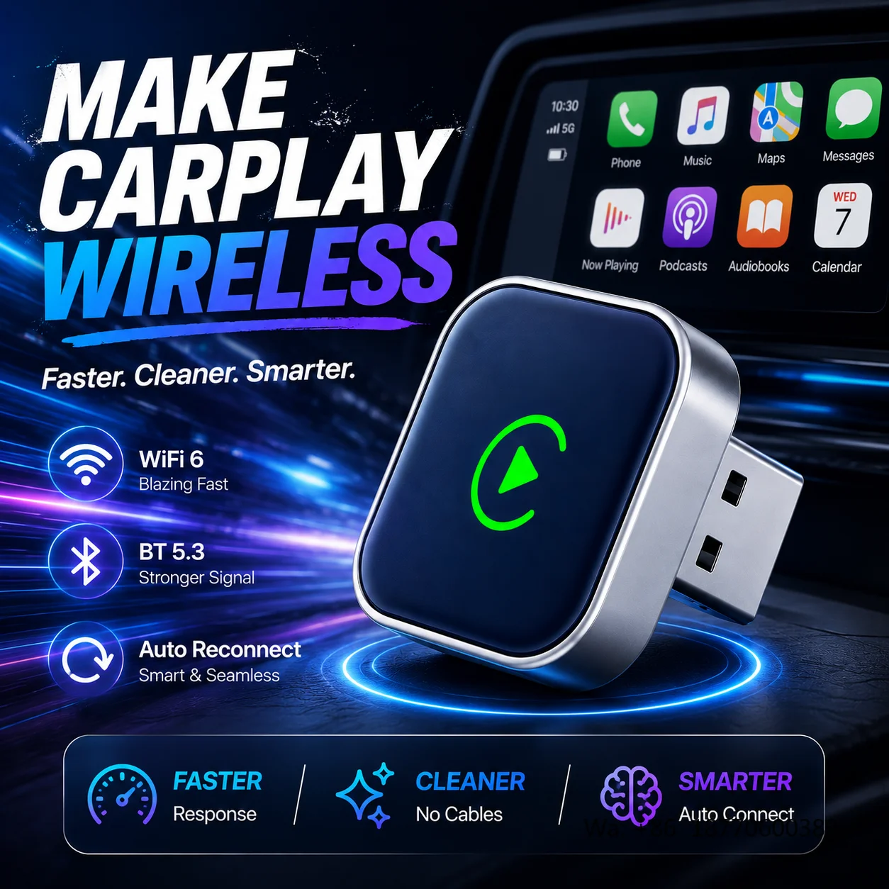 Smart Carplay Ai Box Wireless Android Auto Adapter Multimedia System Dual System Fast Stable Connection Upgrade Kit