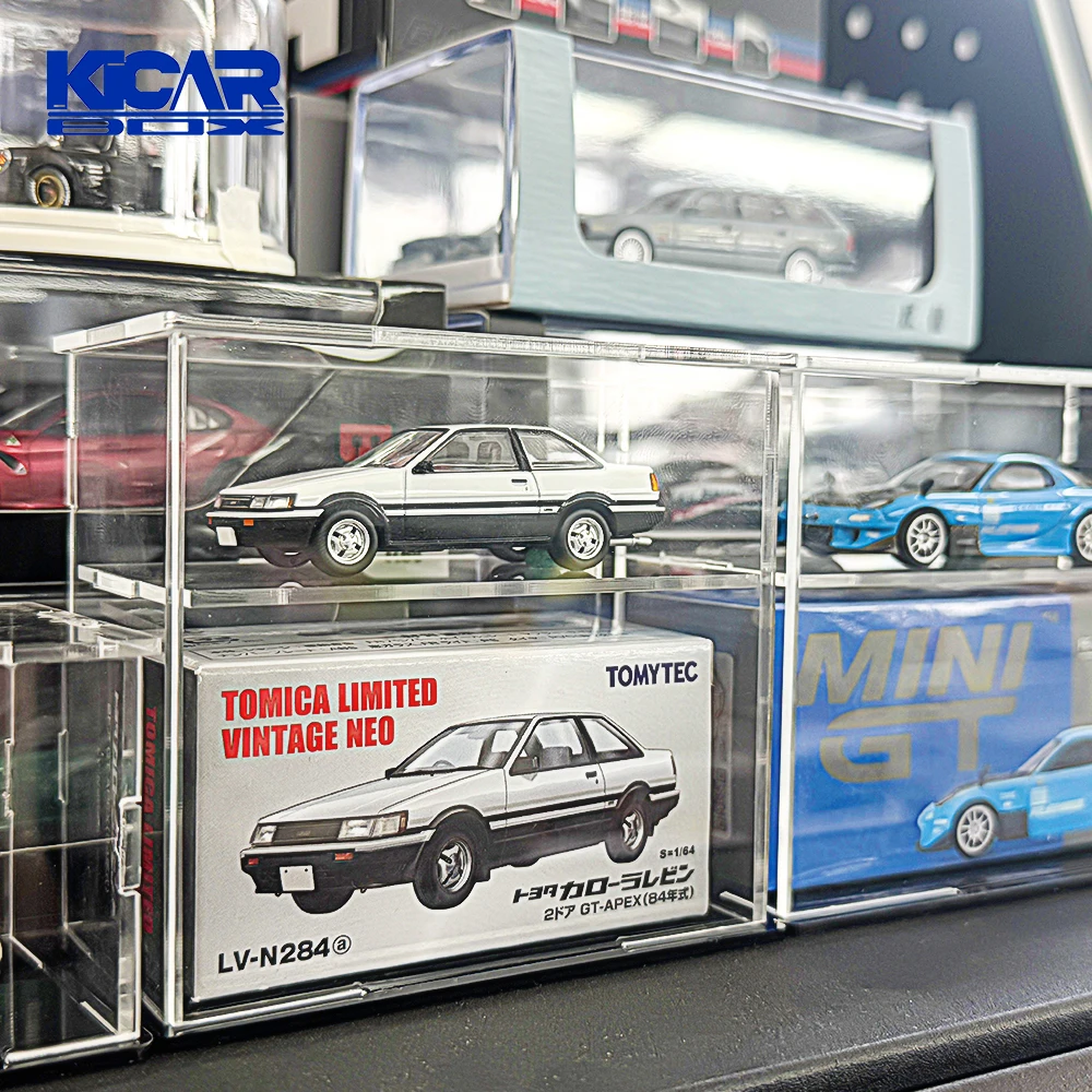 1/64 Model Cars Acrylic Display Case Fit for Mini Size MiniGT Tomica Assembled Dust Proof Box Cabinet Toy Vehicles