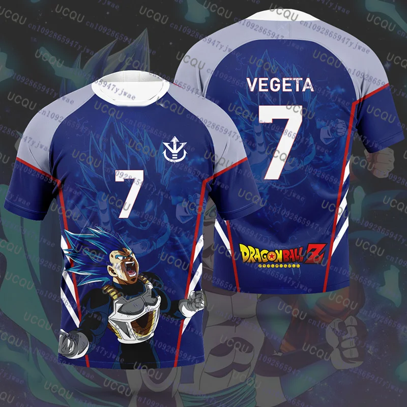 Dragon Ball Goku végéta maillot de Football pour hommes Bandai Cosplay t-shirt été femmes hommes enfant dessin animé japon Anime Sport t-shirt hauts