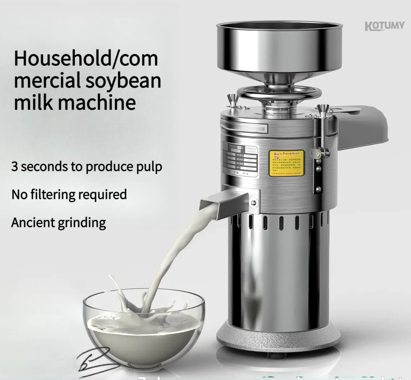 Multifunctional Soybean Milk Machine Automatic Filter-Free Soy Milk Maker for Breakfast & Commercial Milk Tea Shop Snack Bar