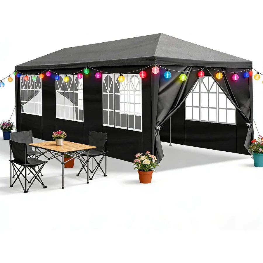 Party Tent for Outdoor Wedding, Birthday, Event, Patio - Gazebo Carport Canopy Shade With Removable Sidewalls Transparent Windo