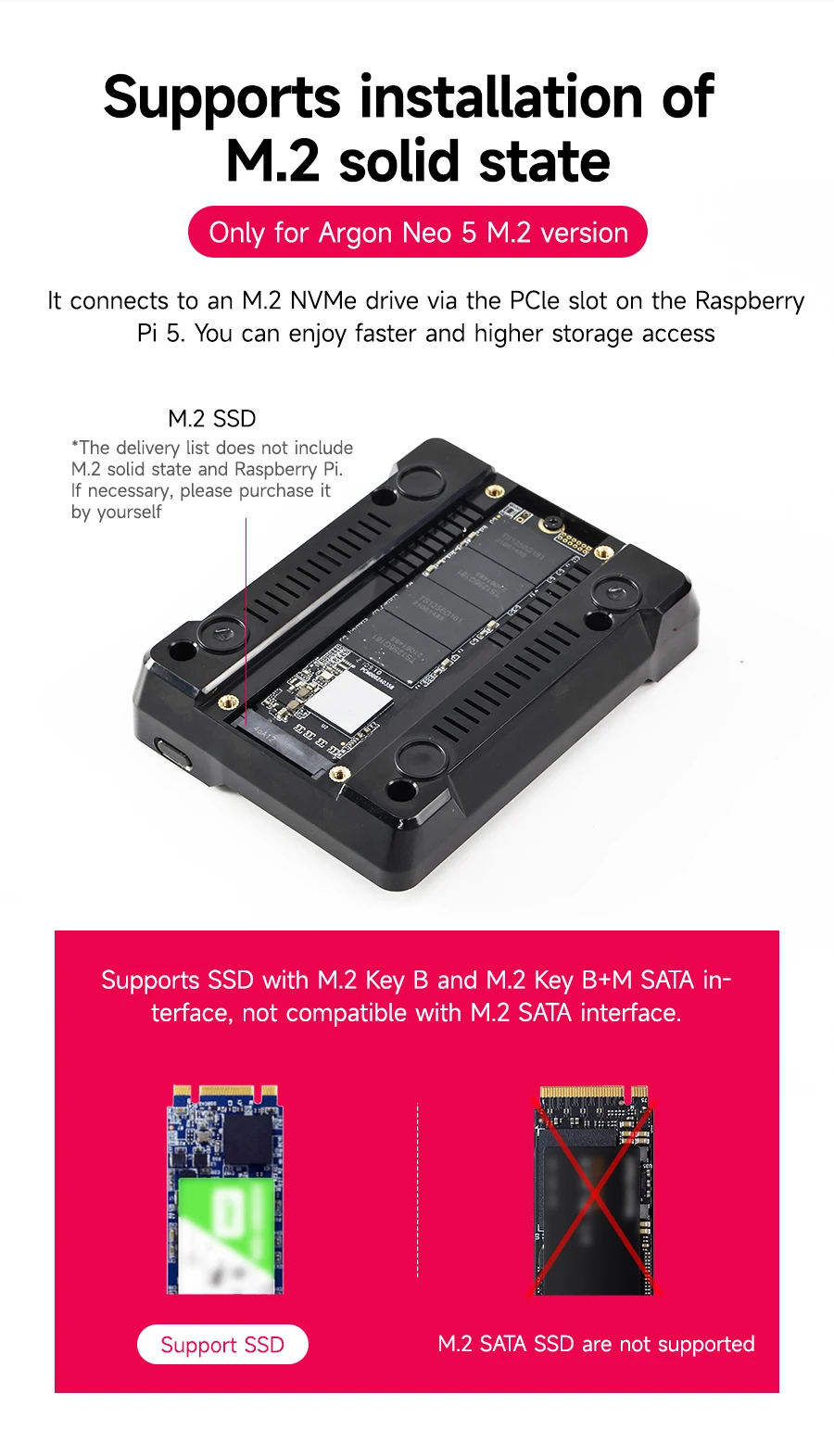 Himbeer Pi 5 Argon Neo 5 Aluminium gehäuse eingebaut 30mm Pwn Lüfter Abluft schale m.2 Unterstützung Installation Festkörper – Detail 11