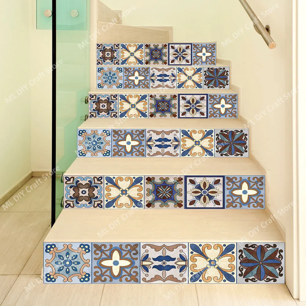 

Flower brick Staircase Stickers PVC Creative Home Staircase Stickers Waterproof Thickened Staircase Renovation Stickers