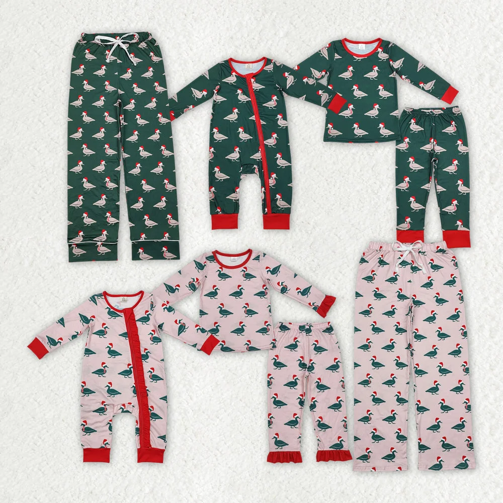 Kids Long Sleeve Tops Pants Sleepwear Christmas Santa Duck Baby Romper Boutique Toddler Girls Pajamas Clothing