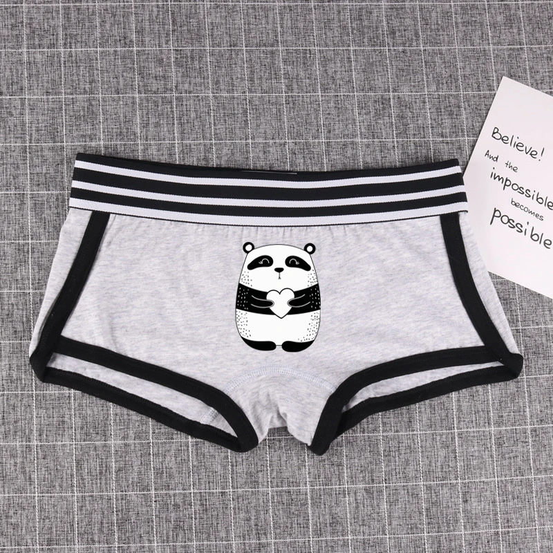 Bragas con estampado de Panda para mujer, ropa interior de algodón, pantalones cortos cómodos, Sexy y encantador, a la moda