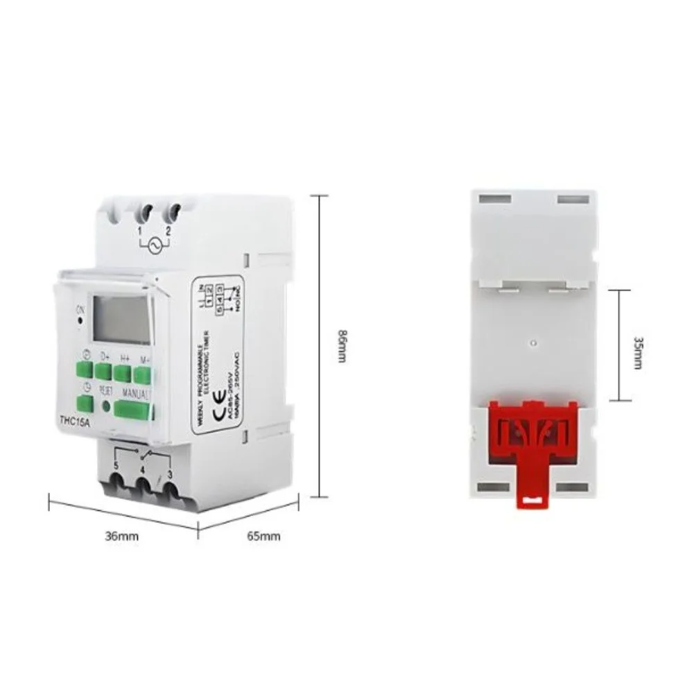 Rail Mounted Cyclic Timer Switch 220VAC 7 Day Programming 16 ON Operations for Streetlight and Factory Equipment