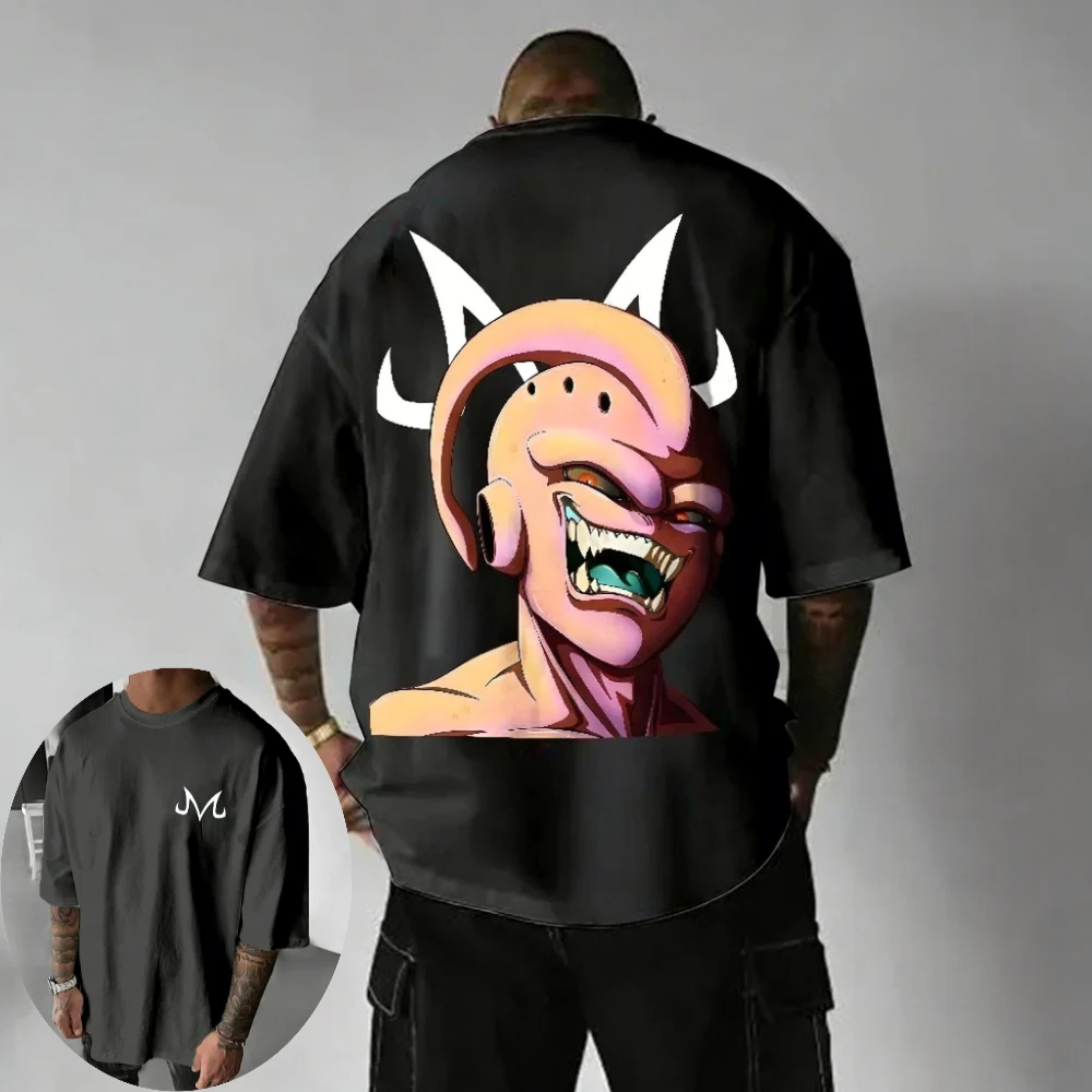 

Мужские и женские футболки Dragon Ball Z, футболка с изображением Маджин Буу, летняя и весенняя винтажная футболка Y2k для мальчиков с короткими рукавами, наряды для родителей и детей