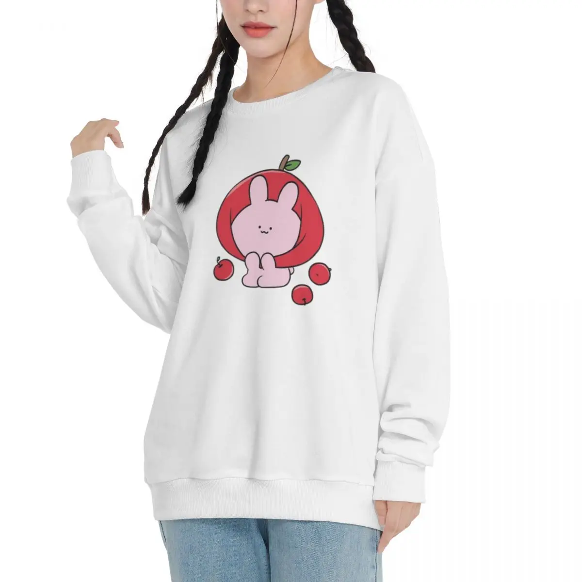 A-Asamimichaan Cute Asamimi 2024 Spring and Autumn Cotton New Fit Round Neck Sweatshirt