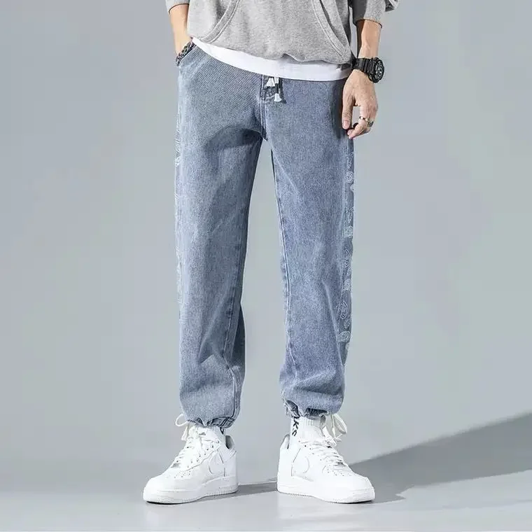

With Pockets Man Cowboy Pants 2025 Korean Trousers Autumn Fashion Harajuku Grunge Y2k Washed Clothes 2000s Regular Jeans for Men