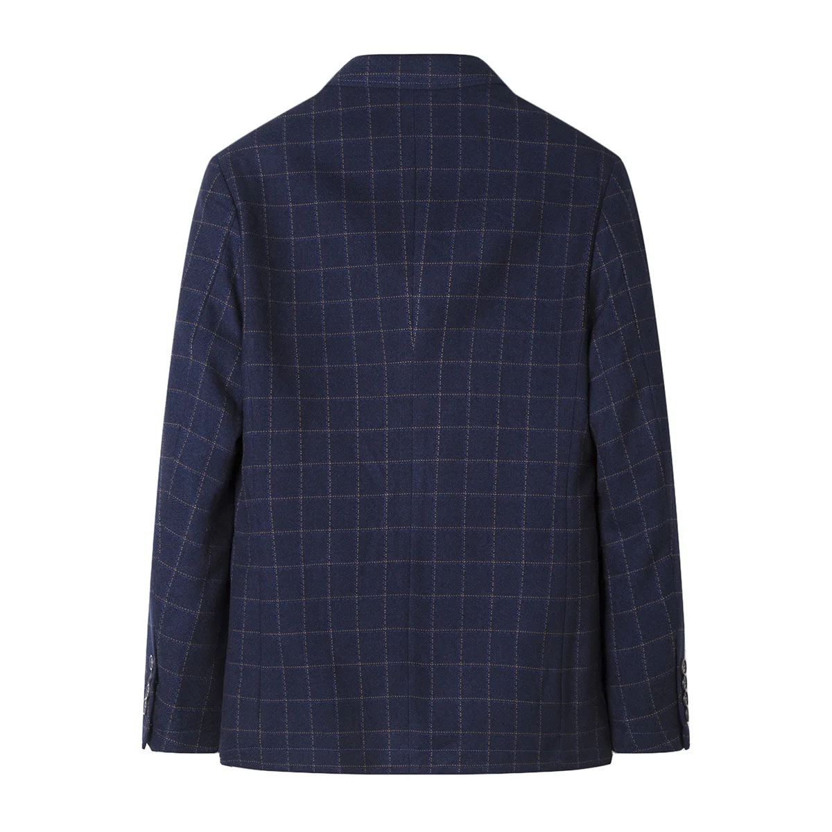 Classic Plain Collar Men's Suit Spring Autumn Plaid Busin Casual Single-breasted Two-button Regular Length Youth Fit