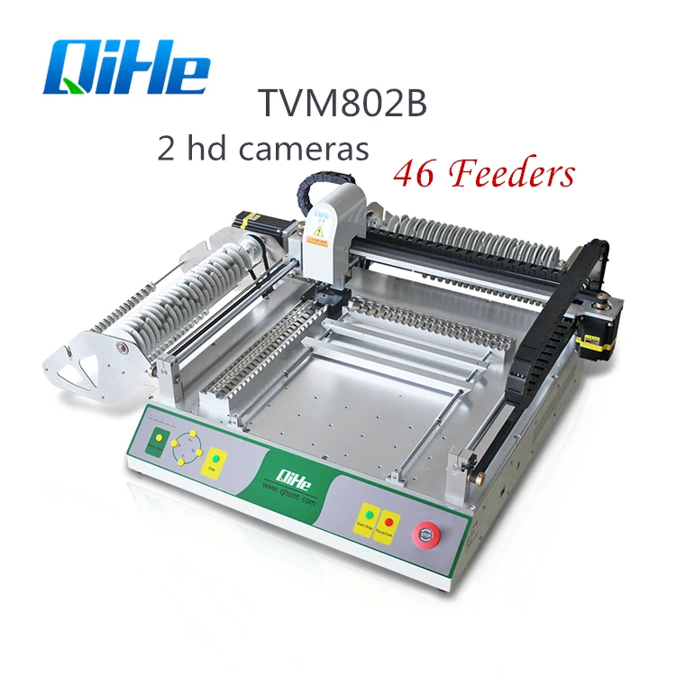 QIHE TVM802 Desktop Mini SMT PICK AND PLACE Machine With Two Smd Components Mounting Head Two HD CCD Cameras