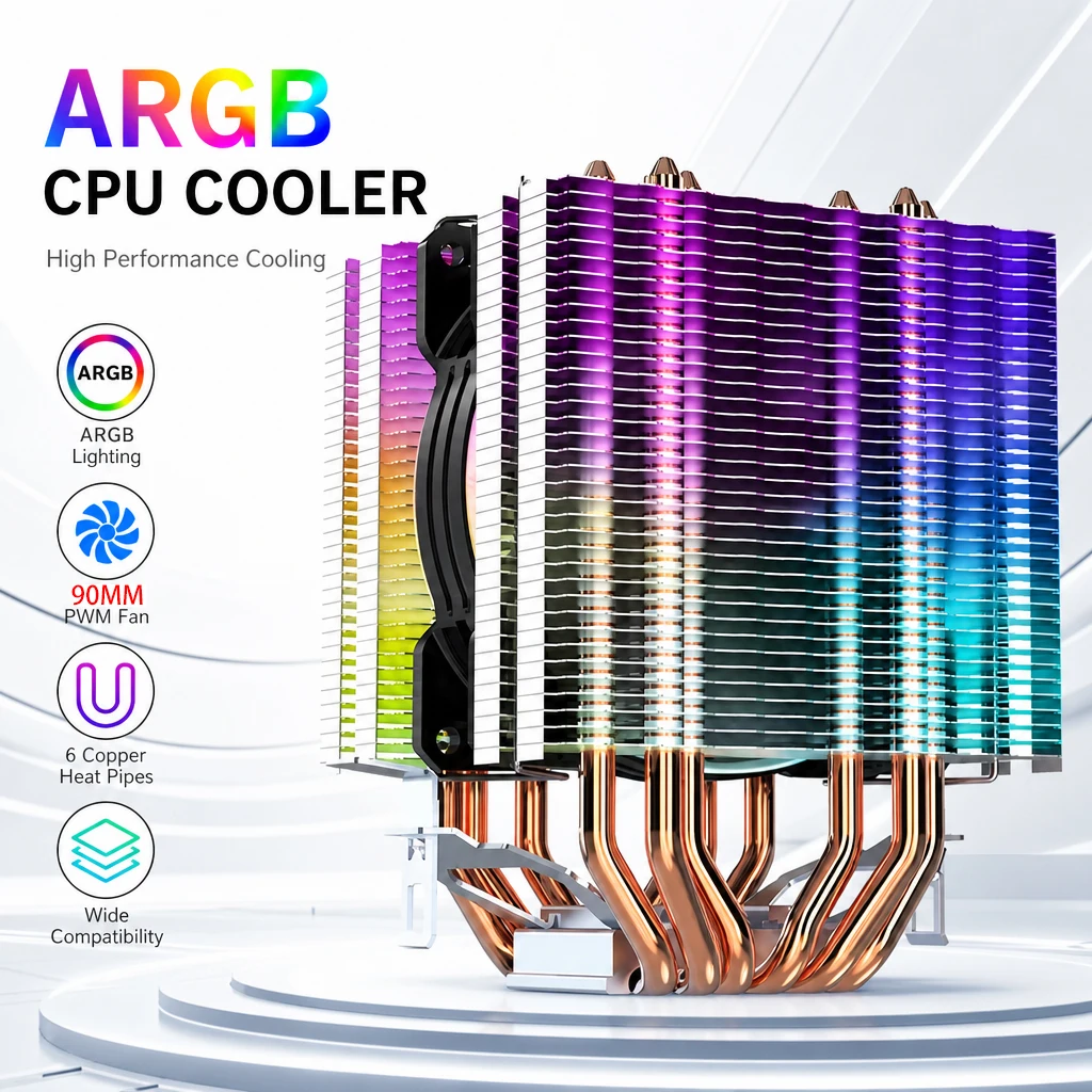 Pc Gaming Ff - 90MM ARGB CPU Cooler Fan RGB