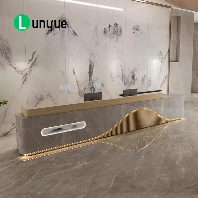 Luxury Modern Office Reception Desk Large Front Counter Customizable Durable Commercial Furniture for Business Lobby