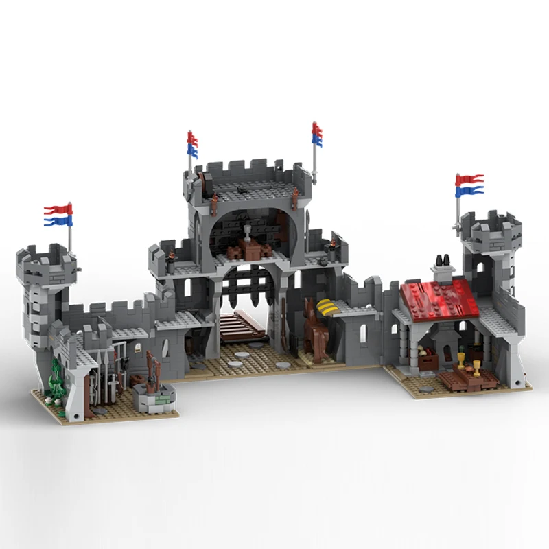 Model Kastil Abad Pertengahan MOC Batu Bata Bangunan Kastil Batu Bata Teknologi Modular Hadiah Liburan Rakitan Mainan Anak-anak