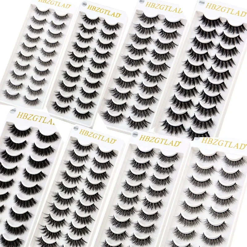 Neue 10 Paar natürliche falsche Wimpern gefälschte Wimpern langes Make-up 3D-Nerzwimpern Verlängerungswimpern Nerzwimpern für Schönheit