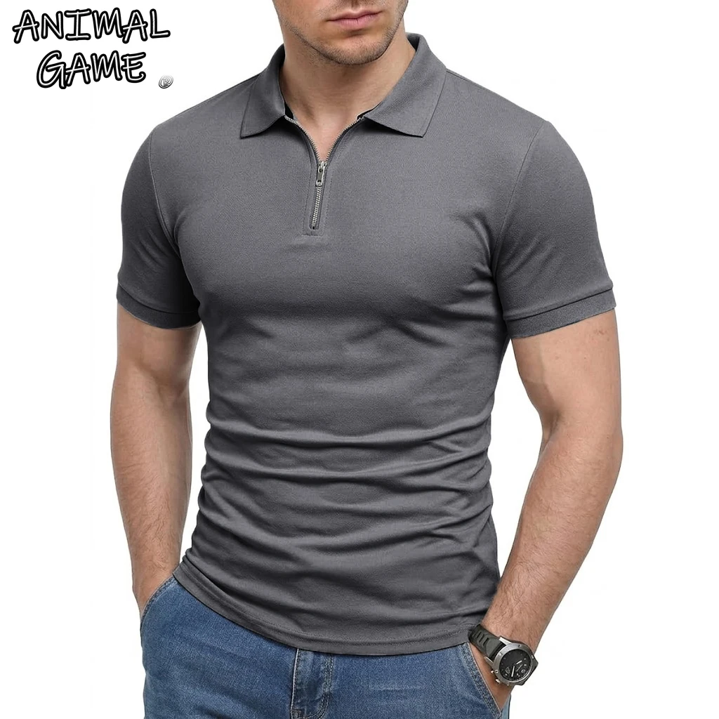 Summer Men's Short Sleeve Polo Shirts Mens Casual Shirts Dry Fit Lightweight Zipprt T-shirt Men Zip Top Shirts for Work Athletic