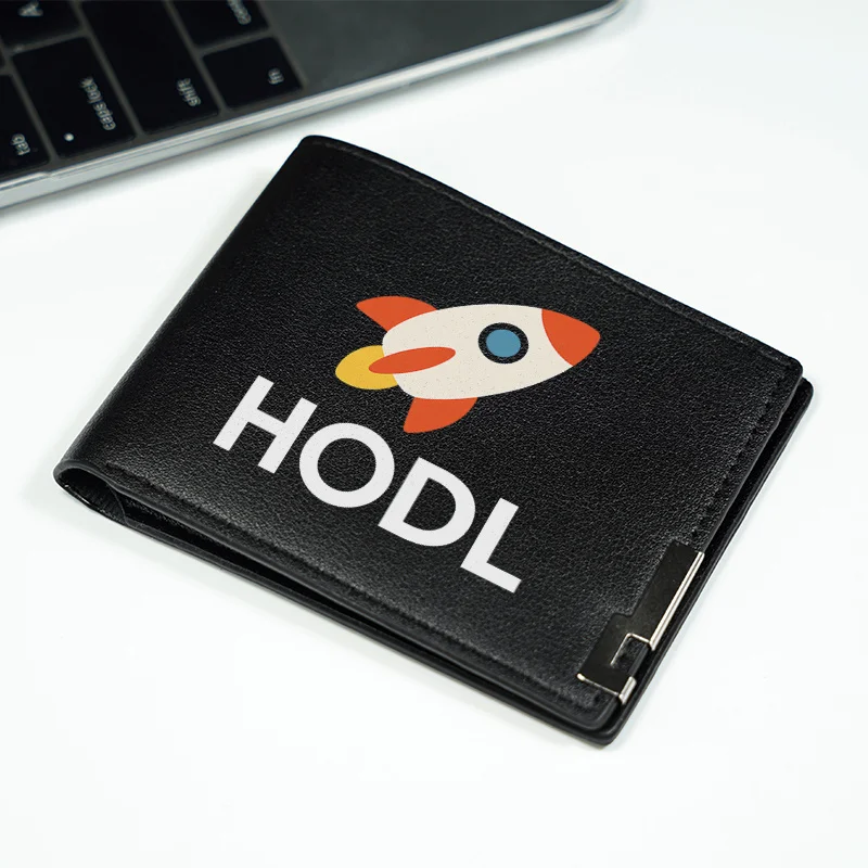 HODL Rocket Design Premium PU-portemonnee Minimalistische compacte herenportemonnee Lichtgewicht Duurzaam Dagelijks dragen Zakelijke stijl