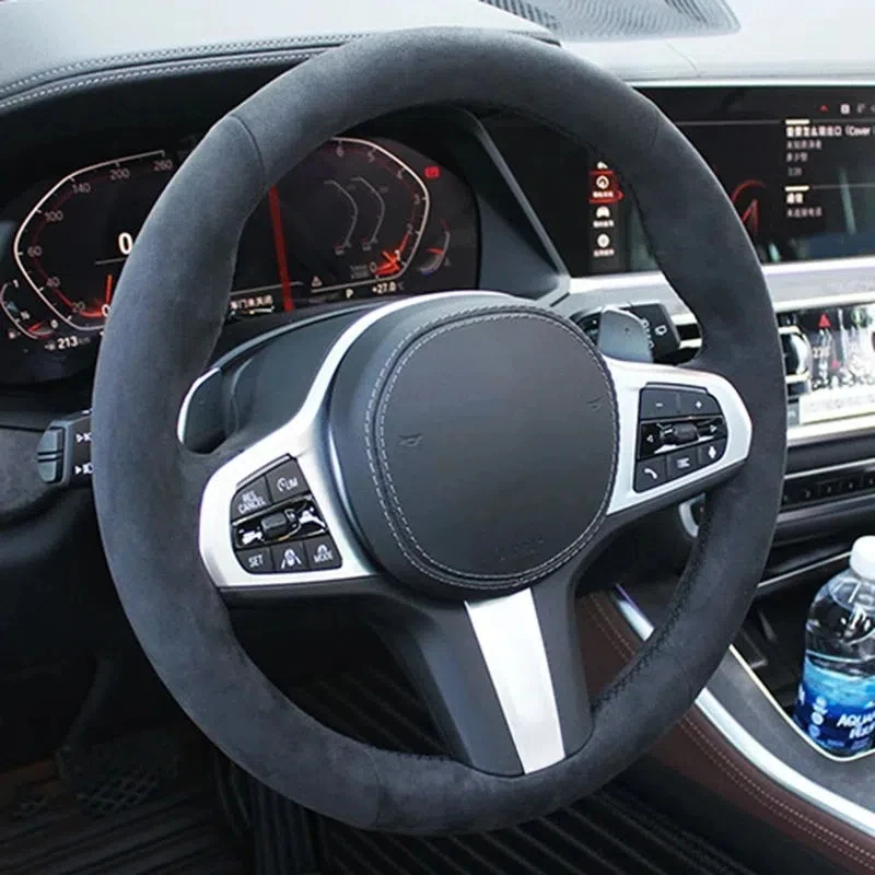 Car Steering Wheel Cover Hand Sewing Suede Carbon Fiber For BMW G30 G31 G32 G20 G21 G14 G15 G16 X3 G01 X4 G02 X5 G05 M Sport