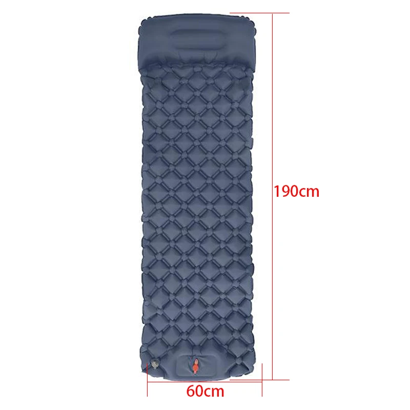 Outdoor Camping Sleeping Pad Inflatable Mattress with Pillows Ultralight Air Mat Built-in Inflator Pump Travel Hiking