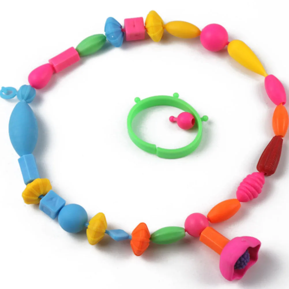 1Set Pop Beads Children's DIY Accessory Bright Sturdy Plastic Beads for Crafting Bracelets Handmade Decorative Playset Fun Gift