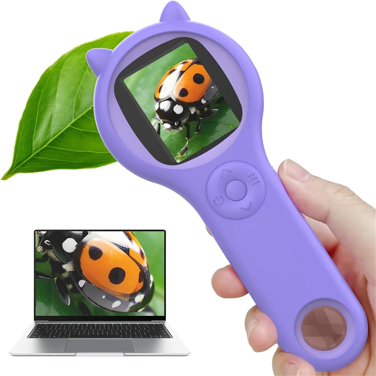 Microscope numérique portable pour enfants, loupe de détermination, jouets scientifiques, violet