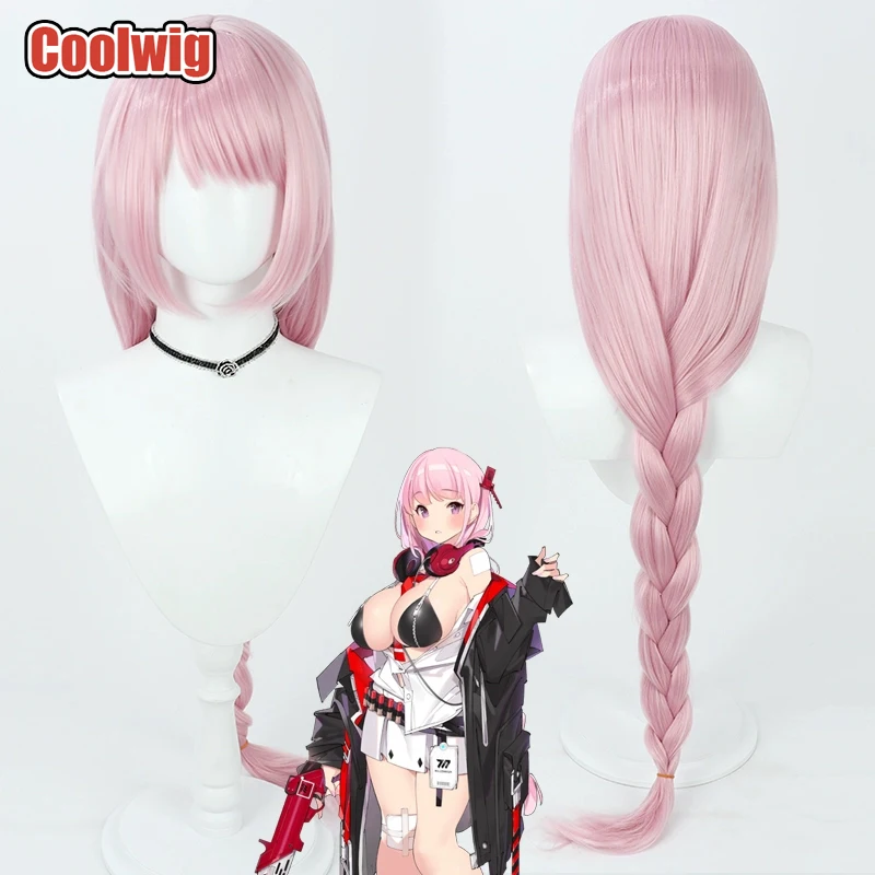 Coolwig Synthetic Hair Izumimoto Eimi Cosplay Wigs Game Blue Archive Izumimoto Eimi 95cm Long Pink Braided Wig Heat Resistant