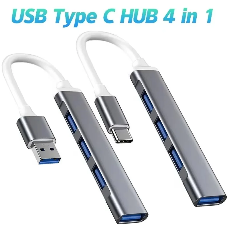 USB 3.0 Hub 4 Port USB Hub High Speed Type C Splitter 5Gbps 4 Ports Multiport HUB USB Adapter For Macbook Computer Accessories