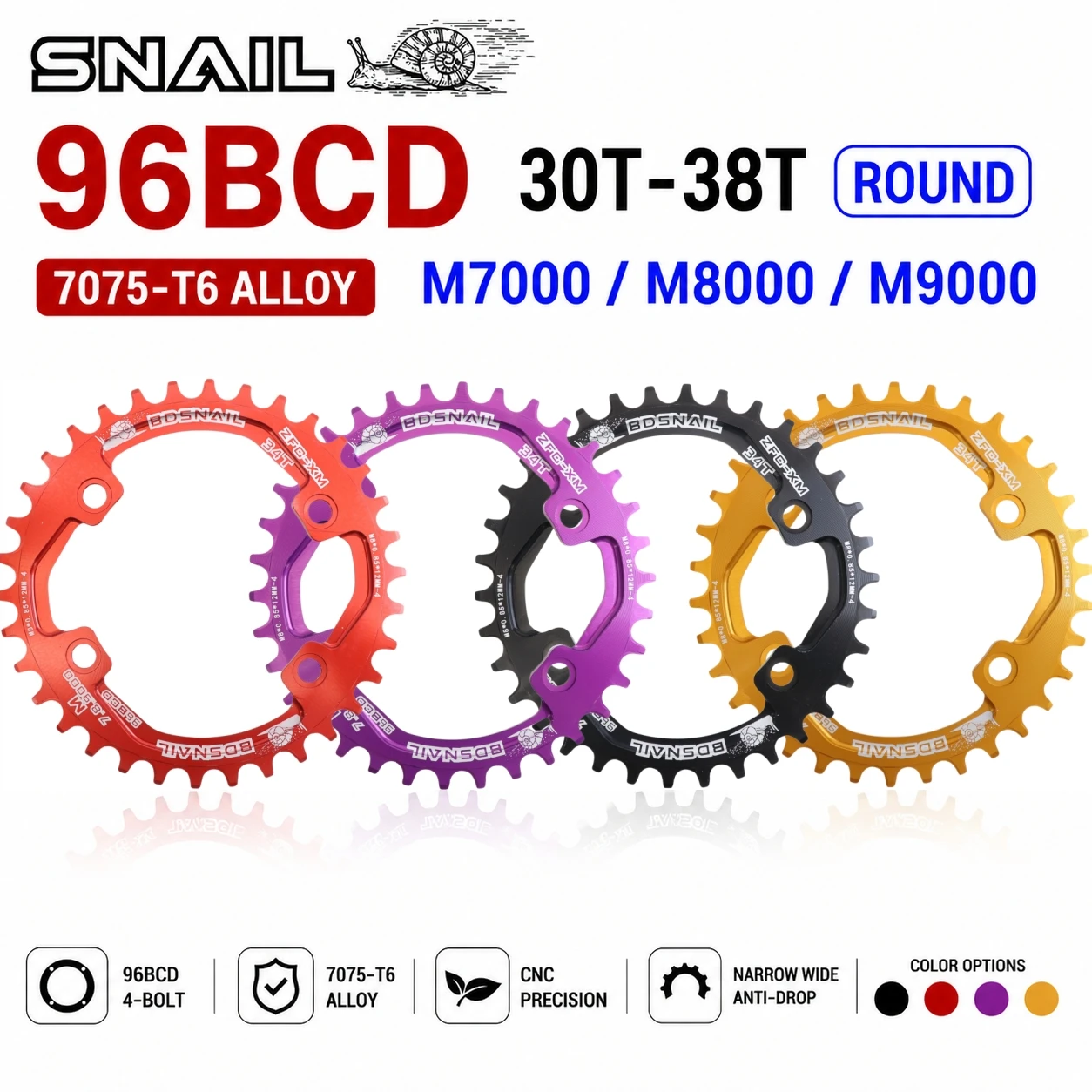 Snail 96BCD Oval Chainring 32–36T