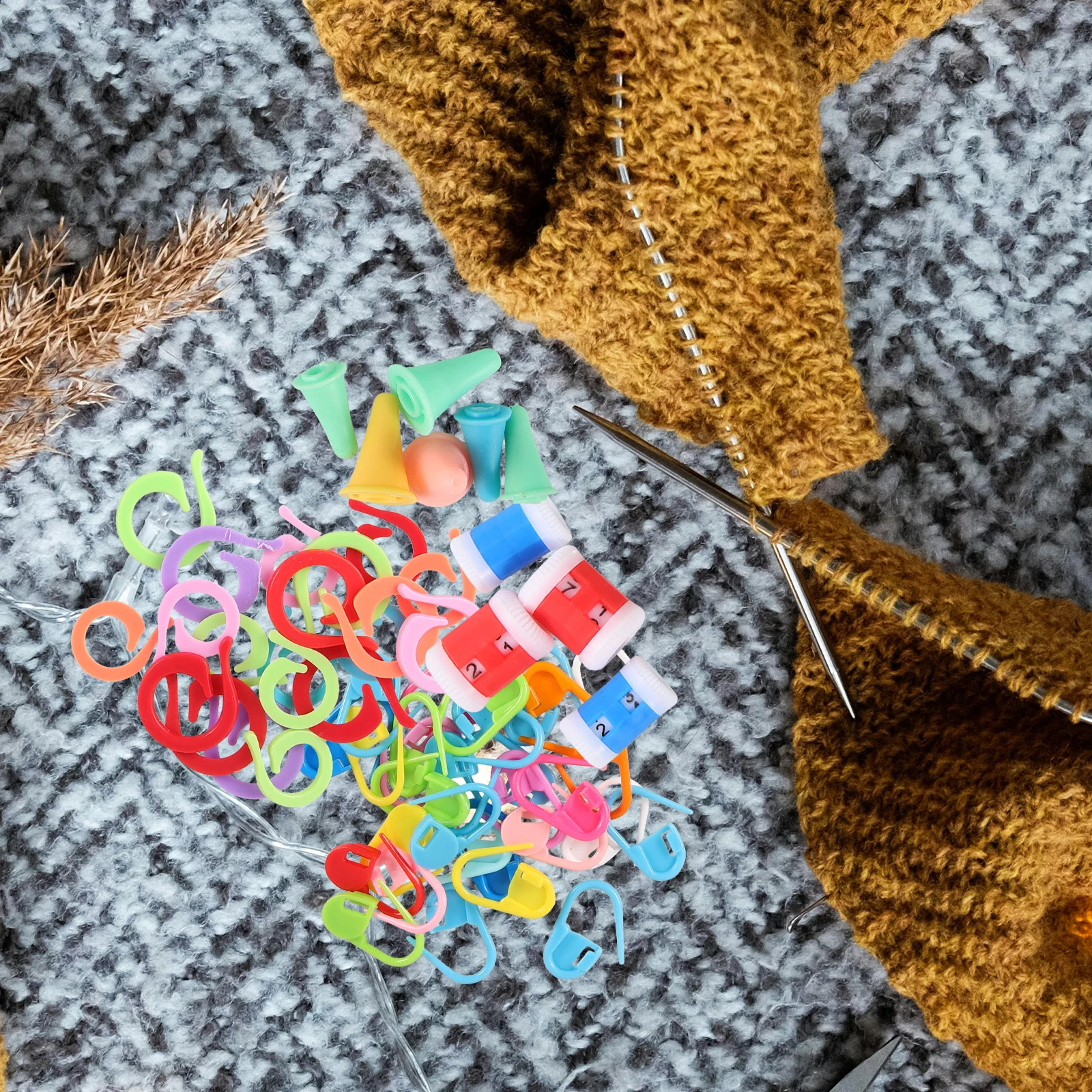 

60 Pcs Knitting Counter Gauge Markers Colorful Tools Crochet Clips Diy Plastic Locking Stitch Colored