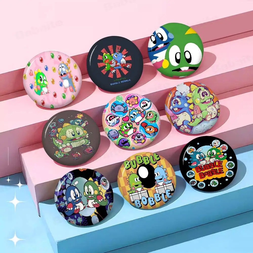 Game Bubbles B-Bobble Round Button Pins Slogan Creative Brooches Backpack Clothes Decoration Fashion Cartoon Jewelry Gifts