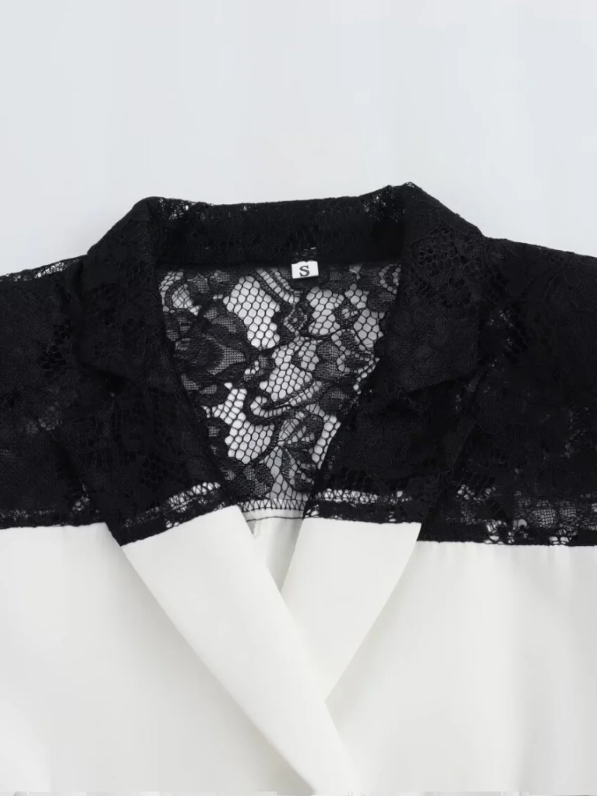 Women White Lace Patchwork Blazer Jacket Suit Coat Elegant Long Sleeve Office Ladies Outerwear 2000s Vintage Clothes Autum 2025