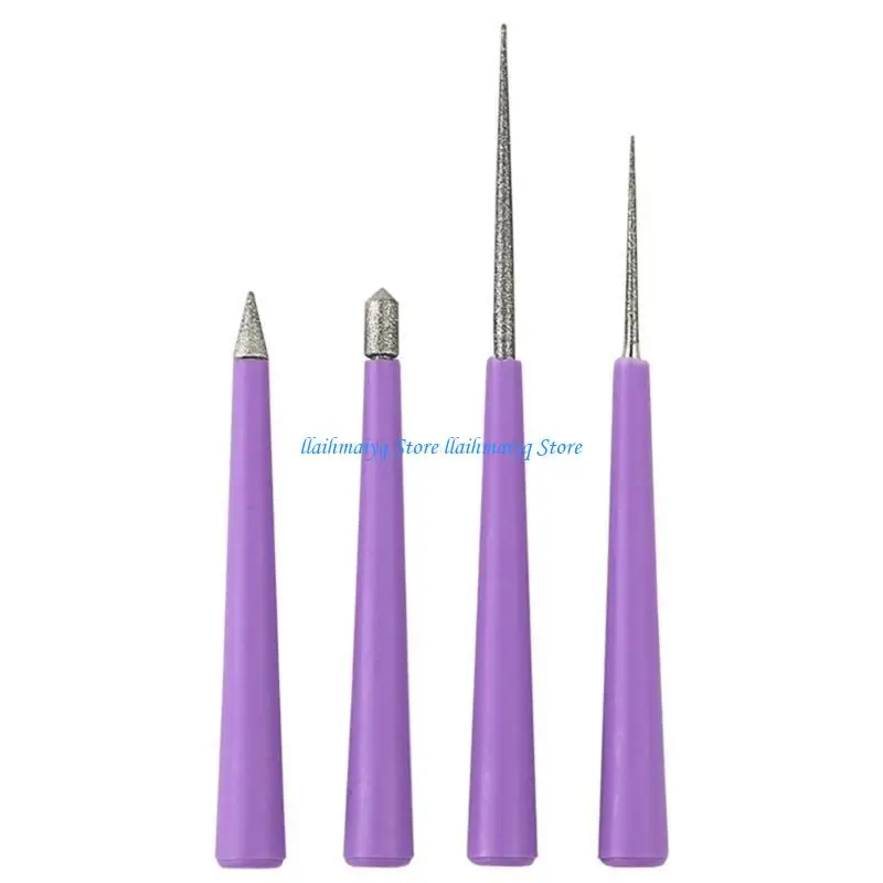 573B Durable Diamond Tipped Bead Reamer 4x/Set Burr Beading Hole Enlarger Tool DIY Jewelry Accessories for Glass Metal Beads