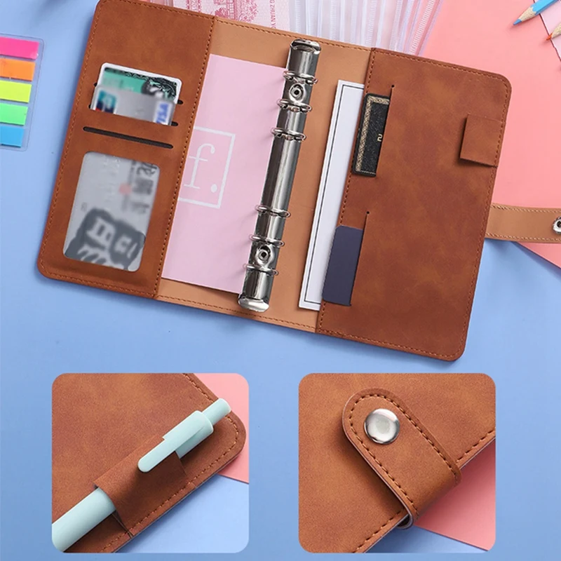 6 Ring DIY Binder Notebook Cover Personal Leather Notepad Cover Diary Agenda Planner Paper Cover School Stationery Supplies