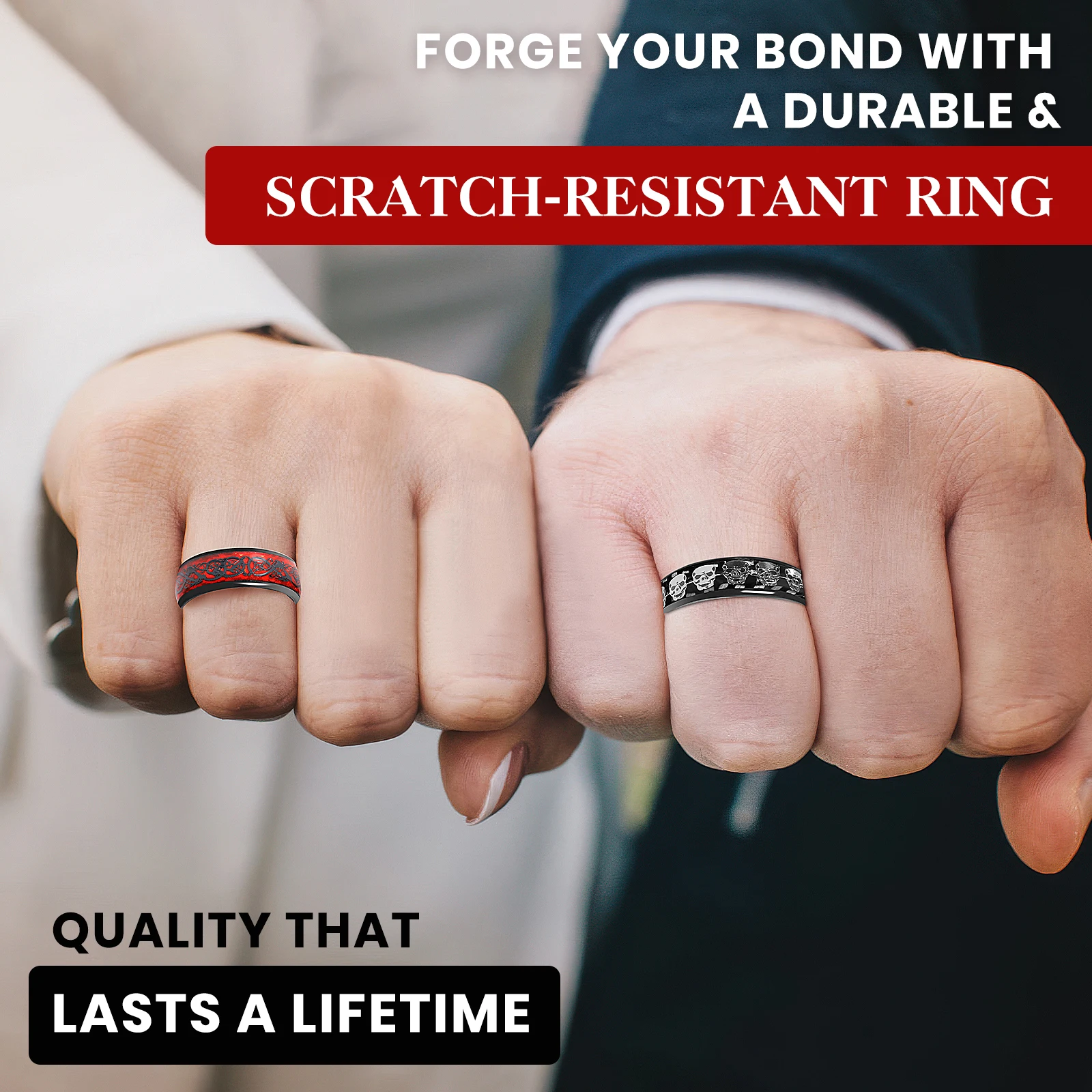 7MM  Skull Carbon Fiber Band Epoxy CUID Chip Ring or Fashion Dragon Pattern Metal Band T5577 Chip Ceramic Finger Ring