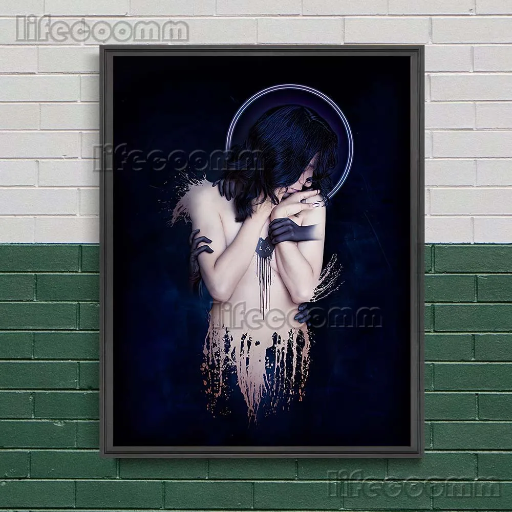 Gothic Pagan Witch And Goddess Of Moon Phase Wall Art Canvas Painting Beautiful Young Witch Art Poster And Print Home Decoration