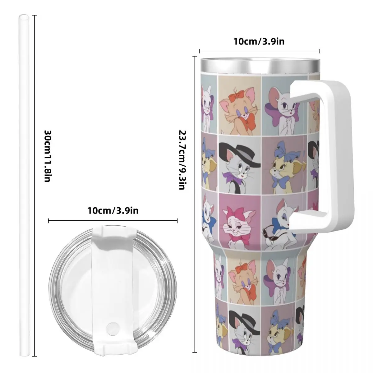 MINISO Marie Katze niedlicher Cartoon-Becher, Wasserflasche für kaltes Getränk, isolierte Kaffeetasse aus Edelstahl, individuelle Travelist-Autobecher