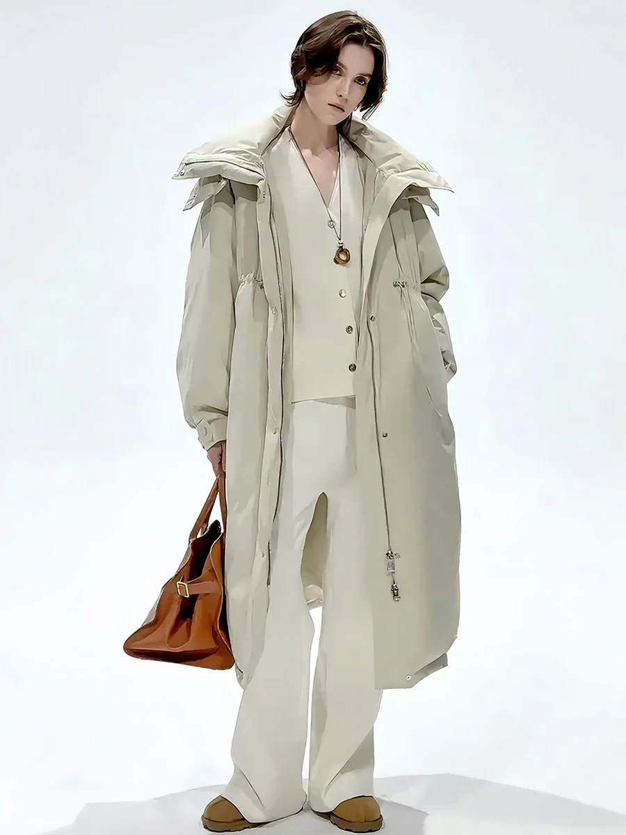 Invierno Thiened cálido largo blanco Du down Jaet abrigo de mujer perezoso sensación de gama alta nueva llegada 2025 prendas de vestir exteriores Faionable