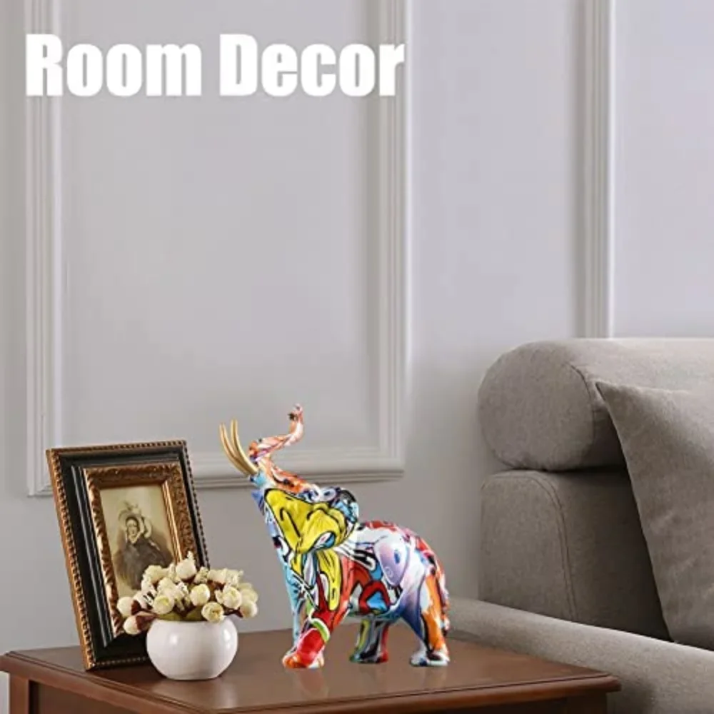 

Elephant Decor Creativity Graffiti Elephant Figurines Resin Colorful Elephant Statues Home Decor Art Elephant Statue Suitable