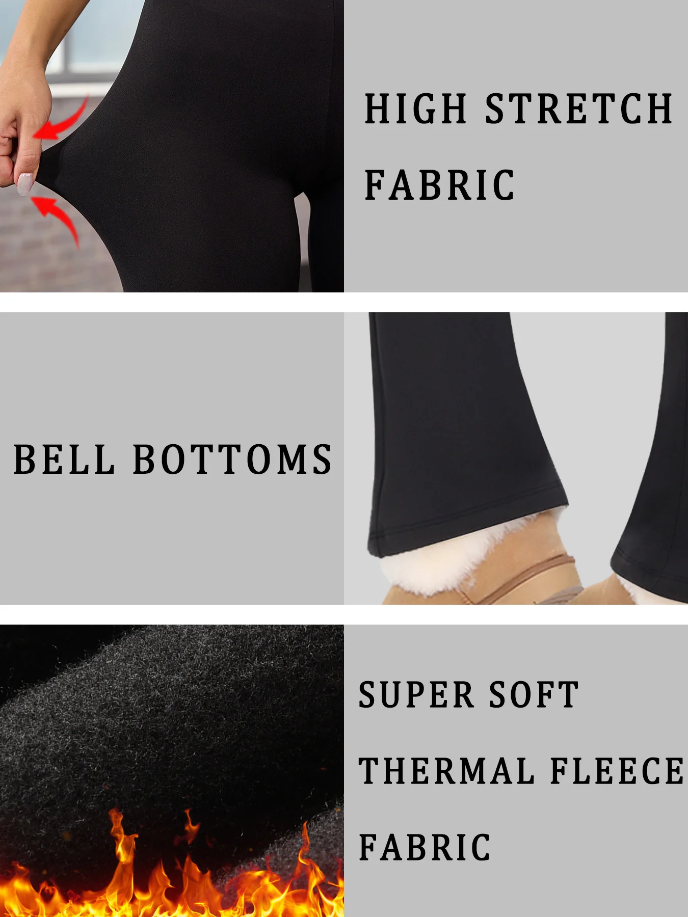 Confezione da 5 leggings svasati da donna con fodera in pile a vita alta - Pantaloni super morbidi con controllo della pancia, perfetti per la pratica del yoga