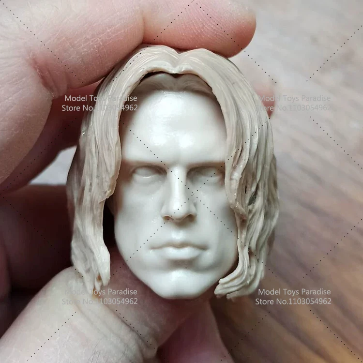 Unpainted White Model Head 1/6 Men Winter Soldier Anti Hero Bucky Head Sculpt Fit 12inch Action Figure Body