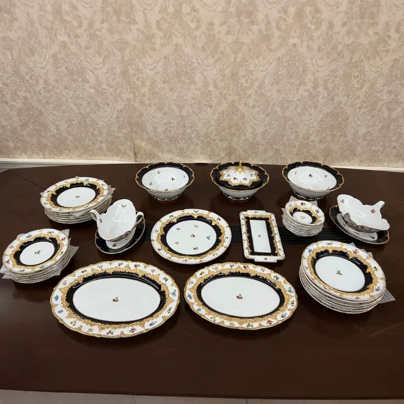 Porcelain, tableware set, European royal court style gilt style, gift box.11