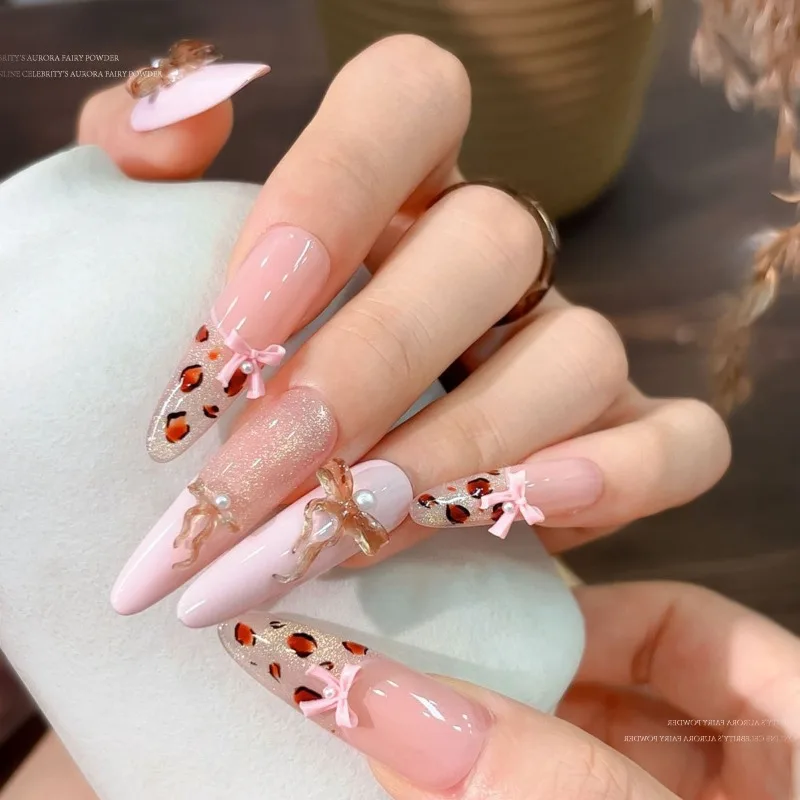 50Pcs Ice Transparent Mixed Bow Nail Charms, Autumn Winter 3D Ribbon Bowknot Ornaments Different Sizes Nail Decor