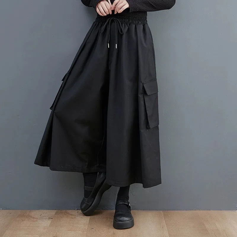 Bla Wide Leg Pants Women's Korean Sle Loose Slimming Spring Autumn Elastic Waist k Sle Casual Skirt Trendy - Image 2